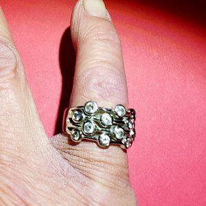 Vintage 925 Cluster Bezel CZ Diamond ring